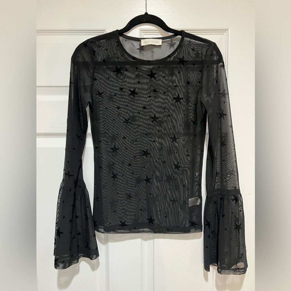 Caren Forbes black mesh top